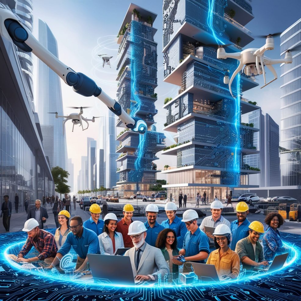 تصویر مفهومی معماری آینده با ترکیب BIM و هوش مصنوعی