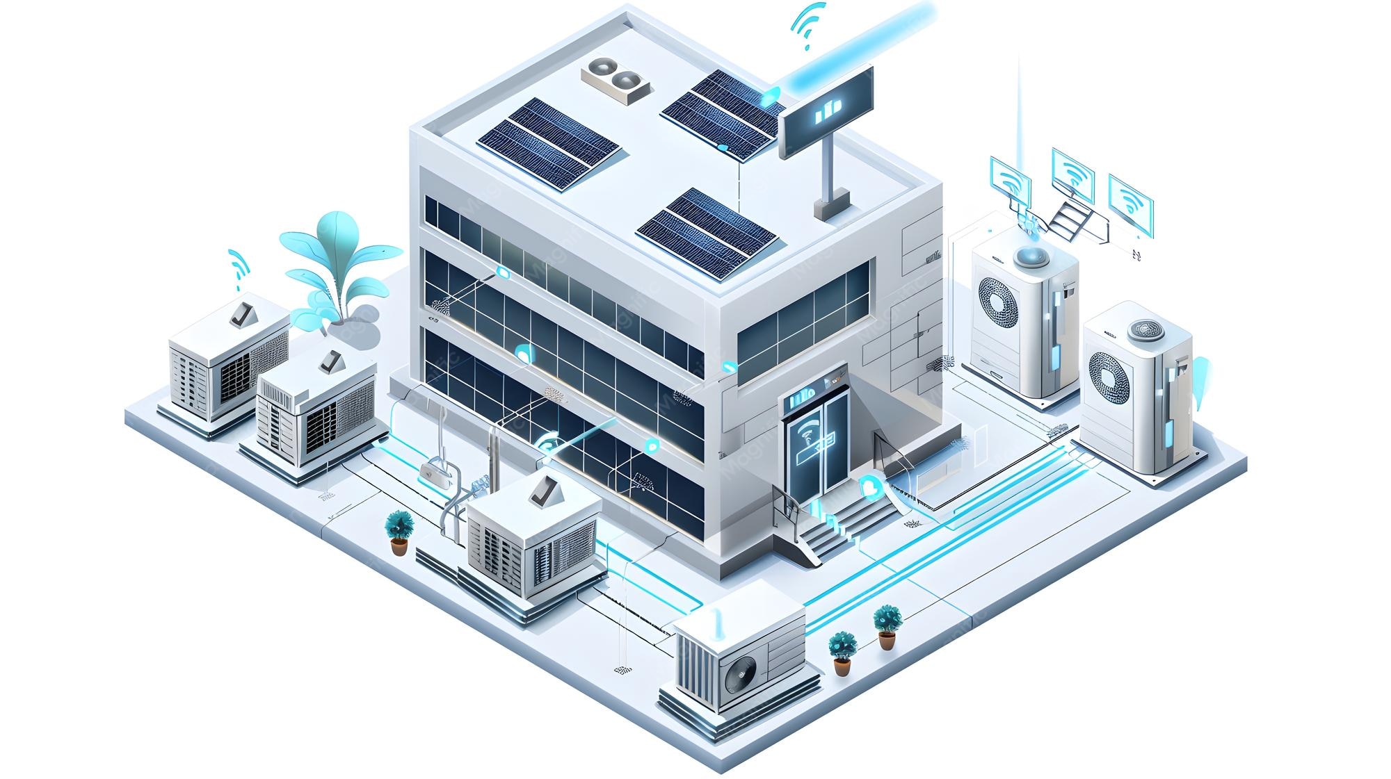 نقشه سامانه هوشمند مدیریت انرژی در ساختمان با کنترل HVAC و روشنایی