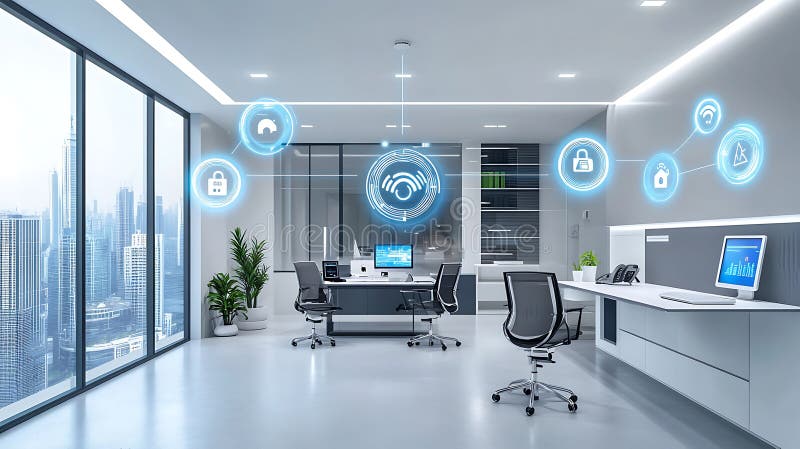 طراحی داخلی فضاهای اداری هوشمند با فناوری IoT و سیستمهای امنیتی